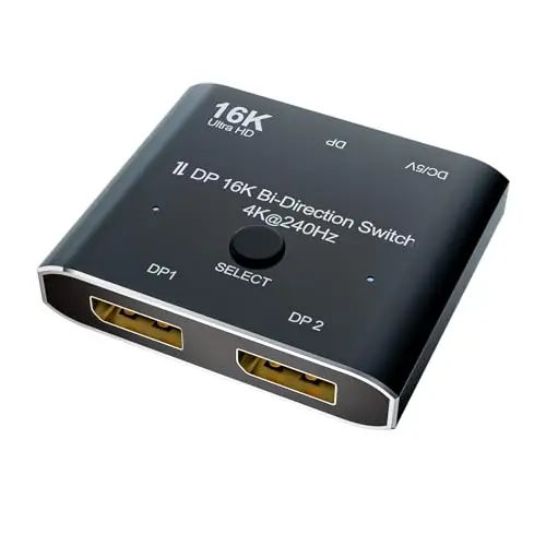 DisplayPort 2.1 16K 8K 10K DP Switch Bidirectionnel 8K@120Hz 4K@240Hz Splitter Converter pour Plusieurs Sources et Affichages