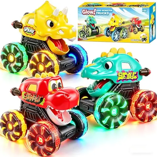EUCOCO Monster Truck Jouet Garcon 1 2 3 4 5 Ans, Voiture Enfant 1-5 Ans Dinosaure Jouet Enfant 1-5 Ans GarçOn Cadeau Garcon 1 2 3 4 5 an Jeu Voiture Bebe Idée Cadeau de Anniversaire Camion Cars