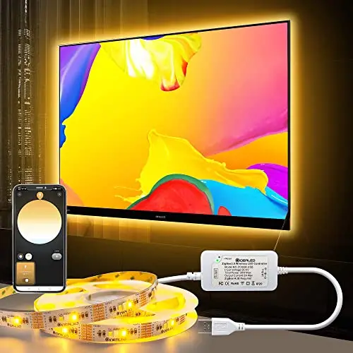 ZigBee Bande LED RGBWW à intensité variable 3 m,rétroéclairage Smart TV,fonctionne avec Hub Bridge Echo Plus,application/Alexa Commande vocale RGBCCT LED Lights