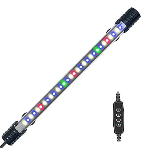 VARMHUS Submersible LED Aquarium Lumière,Lampe Aquarium mit Timer&Dimmfunktion,3 Lichtmodi dimmbare und 4-Farben-LED,10 Helligkeitsniveaus optional und 3 Stufen zeitgesteuerter Loop 30LEDS-28cm