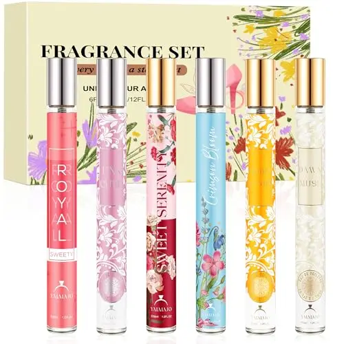 Coffret cadeau de parfum de luxe pour femme | 6 x 35 ml Eau de toilette | Collection Mini parfum longue durée | Parfums pour femme | Tailles de voyage | Idée cadeau pour femme pour la Saint-Valentin