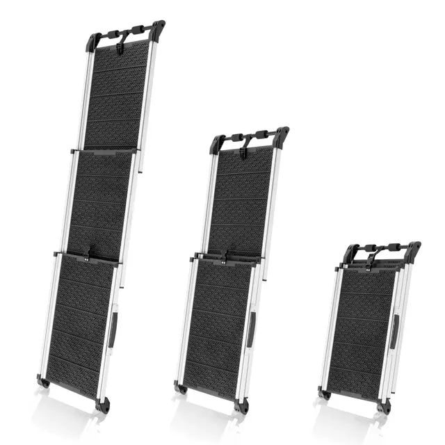 Rampe pour Chien Voiture, SUV - Rampe télescopique Extensible pour Grands Chiens - Stable - Antidérapante - Bordures réfléchissantes pour la sécurité de Nuit - Capacité 90kg - Clip de Fixation Noir