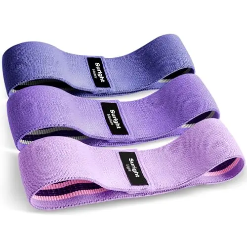 Suright Bande Elastique Musculation en Tissu, Bande Elastique Fitness 3 Niveaux de Force, Elastique Sport pour Le Yoga/Pilates/Fitness/Squats/Pont fessiers