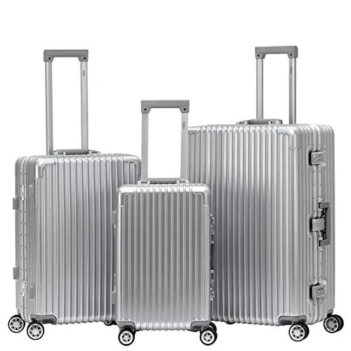 Flight Knight Premium Travel Case - 8 Roues Pivotantes - Serrure - Valise Rigide Legere pour Bagage A Main Ou Bagage Enregistre - Extremement Durable Aluminium - Plus De 100 Compagnies Aeriennes