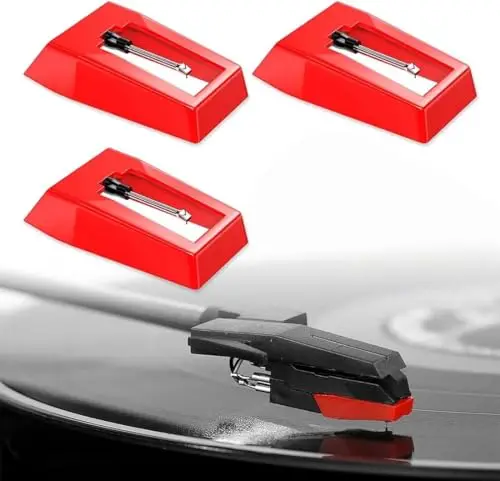 Aiguille Tourne Disque,3 Pièces Universelles Remplacement Aiguille pour Platine Vinyle,Saphir Platine Vinyle Durable Diamant Platine Vinyle Pour Tourne Disque En Vinyle LP,Phonographe