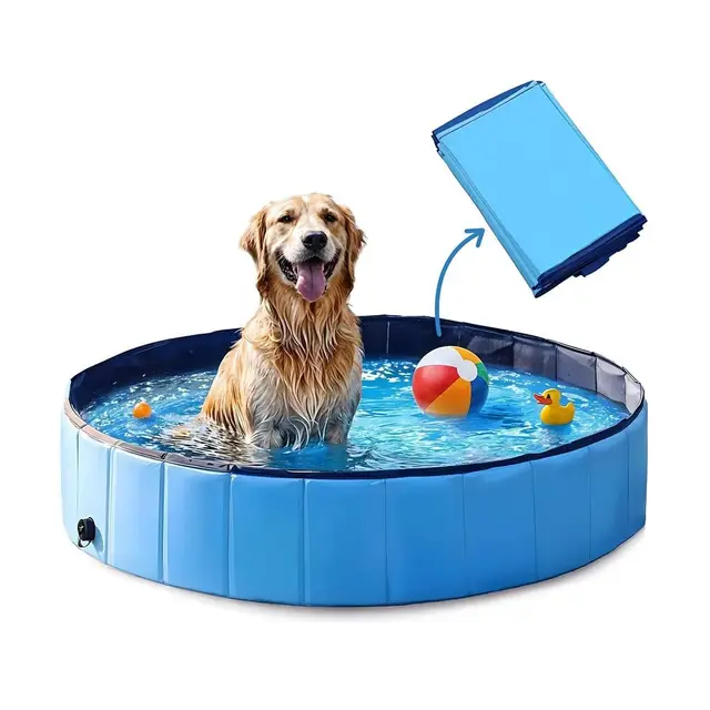Piscine Pliable pour Chien,80 * 20CM Piscine pour Grands et Petits Chiens,Pliable en PVC Bassin pour Chiens,Baignoire pour Chien pour Intérieur(Bleu)