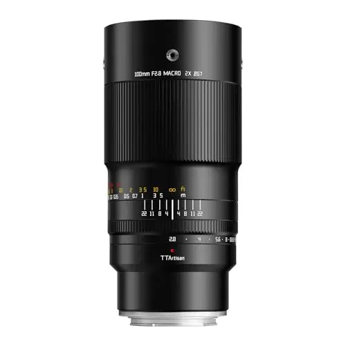 TTARTISAN Objectif 100mm F2.8 Macro 2X pour Sony E Monture Objectif à Mise au Point Manuelle pour la Photographie Miniature