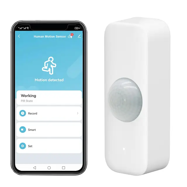 Détecteur de Mouvement Smart, WiFi capteur de Mouvement Infrarouge pour système d'alarme, détecteur de capteur avec Surveillance à Distance Via l'app, Notifications d'alerte, Compatible Alexa. 1PCS