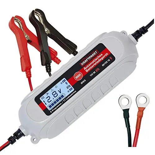 Dino KRAFTPAKET Chargeur de Batterie Intelligent et Automatique 4 A - 6 V/12 V - pour Plomb-Acide, Gel, démarrage/arrêt EFB, Batterie AGM - Chargeur de Voiture pour Voiture, Moto, camionnette,