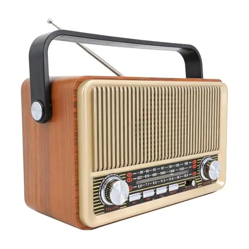 Radio Vintage Bluetooth Portable, Poste Radio Rétro FM AM SW, Kofferradio Nostalgique Rechargeable avec USB TF AUX, Décor Vintage pour Cuisine Bureau et Outdoor
