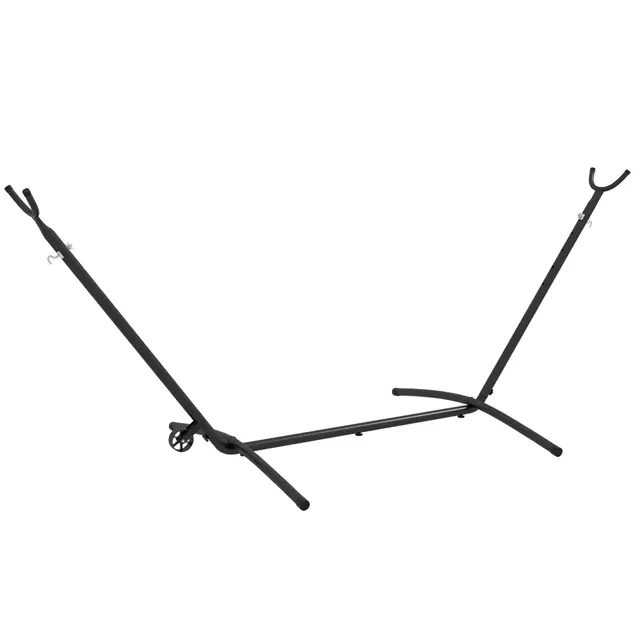 Outsunny Support Pied de hamac Structure Robuste métal époxy Hauteur réglable 6 Niveaux dim. 290L x 120l x 115H cm Noir