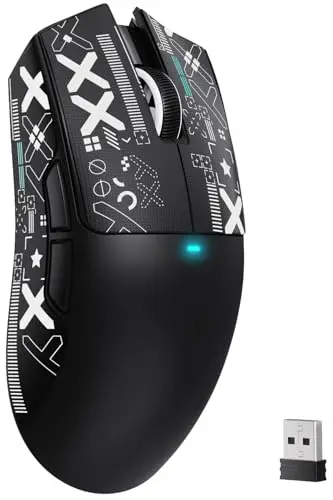 ATTACK SHARK X11SE Souris de Jeu sans Fil, Ultra-légère, 63g, avec Capteur PixArt PAW3311, 22000 PPP, Trimode BT/2,4GHz/Filaire, 1000 Hz, Batterie 300mAh, Double Pilote, pour PC/Mac (Noir with Tape)