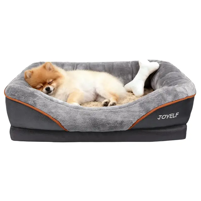 JOYELF lit pour Chien orthopédique Petit lit pour Animaux de Compagnie en Mousse à mémoire avec Housse Lavable Amovible et Jouet grinçant comme Cadeau