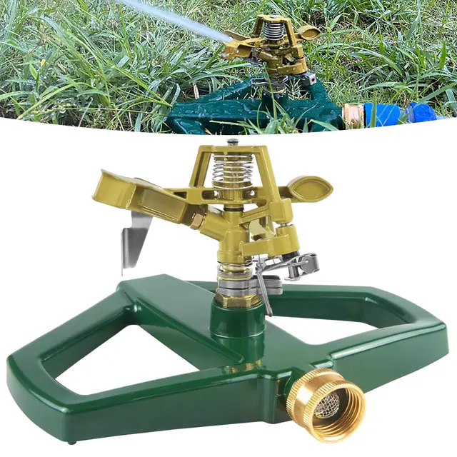 Arroseur d'eau de Jardin Socle métal, Arroseur Pelouse, Arrosage Automatique pour Jardin, Surfaces Jusqu'à 540 m², Rotatif à 360 Degrés, pour l'arrosage du Gazon et de la Jardin