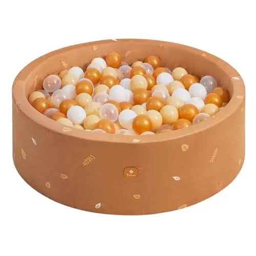 Piscine à Balles en Velours 90x30cm pour Bébé et Enfant - Aire de Jeu Souple, Housse Lavable, sans Balles - Feuilles d’Automne