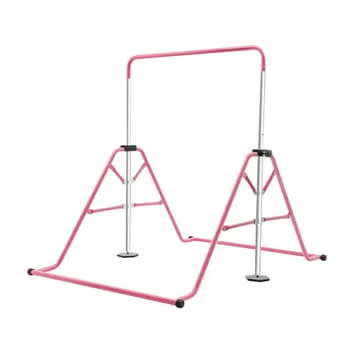 Barre de traction autoportante - Barre de traction pliable pour enfants - Hauteur réglable (45-61 pouces) - Charge maximale : 80 kg - Rose - Pour l'intérieur et l'extérieur