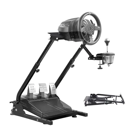 VEVOR Support de Volant de Course 57x49 cm Support Simulateur de Course Réglable en Acier Inoxydable 14 kg Levier de Vitesse Volant Pédale non Inclus pour Consoles de jeux
