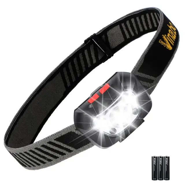 Vinabo Lampe Frontale, 6 Modes, Ultra Puissante d'Eclairage 30° Réglable, 500 LM Lampe Torche LED pour Lecture, Cyclisme, Course, 3 Piles AAA Inclus