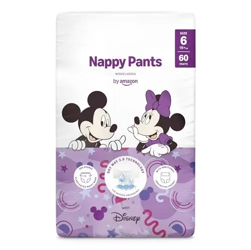 by Amazon pañales de aprendizaje Disney, talla 6 (más de 15 kg), 60 unidades, blancos (anteriormente de la marca Mama Bear, mismo producto)