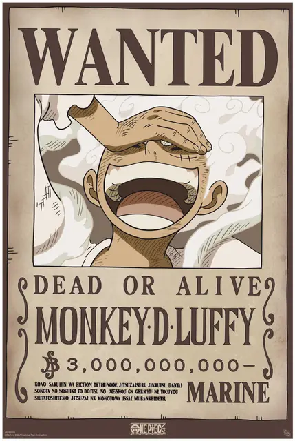 GB Eye – Poster ONE PIECE Wanted Luffy Wano – Produit Officiel – Format Maxi 91,5 x 61 cm – Papier Laminé – Affiche Collector Manga