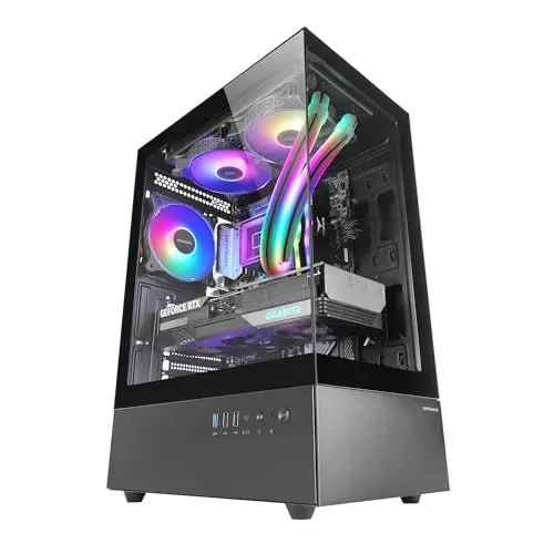 Mars Gaming MC-XO, Boîtier Gaming ATX, Double Verre Trempé Continu 90°, Ventilateur FRGB 12cm, Système Refroidissement SIDECOOL, Semitour PC avec Design Double Chambre, Grande Capacité Interne, Noir
