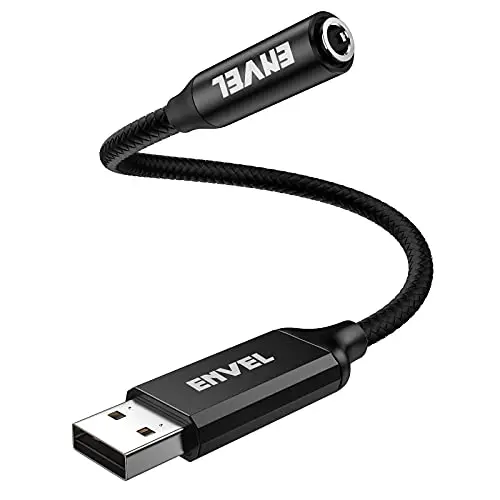 ENVEL Adaptateur Casque 3,5 mm Femelle vers USB mâle, Carte Son stéréo Externe à Puce intégrée, TRRS 4 pôles Pris en Charge USB vers Casque Adaptateur pour PS4 Ordinateur Portable PC
