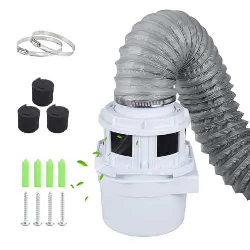 Kit de ventilation 3 en 1 exclusif 2026 pour sèche-linge d'intérieur avec tuyau d'aération blanc – Bac récupérateur de peluches pour sèche-linge électrique