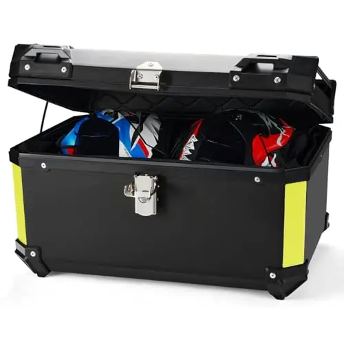 MOCOERL-Valise Moto Top Case Noir Grande capacité 60L - Top Case Plastique ABS étanche Porte-Bagages Valise Moto Box - Support de Montage Universel