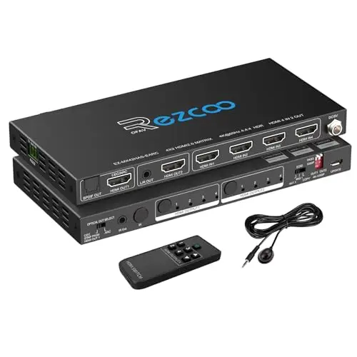 Matrice HDMI 4 entrées 2 Sorties 4K 60 Hz 4:4:4 Arc HDR D-olby Vision Atmos SPDIF 5.1CH Breakout 3,5 mm stéréo HDCP2.2 PC Console 16 EDID HDMI Scaler