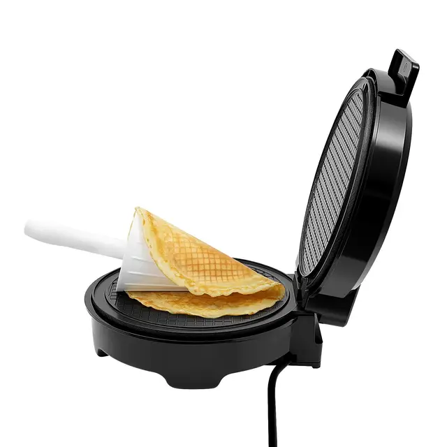 Machine à gaufres 1200 W - Anti-adhésif - Avec rouleau à gaufres - Plaque de cuisson ronde de 20 cm - Chauffage double face et température réglable - Pour la maison et le commerce