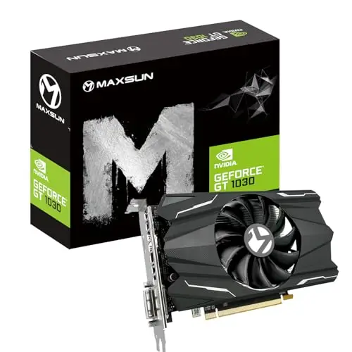 maxsun Carte Graphique NVIDIA GEFORCE GT 1030 4 Go GDDR4 PCI Express 3.0, HDMI, DVI-D, système de Refroidissement à Ventilateur Unique ITX GPU