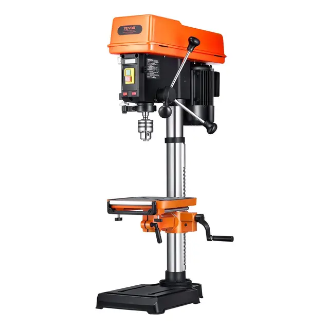 VEVOR Perceuse à Colonne d'Établi 304,8 mm, 750 W, Vitesse Variable 340-2200 tr/min, avec Table de Travail Inclinable 0-45°, Lampe de Travail à LED, Positionnement par Rayons X, pour Bois et Métal