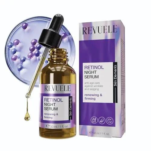 REVUELE Retinol Night Sérum Anti-âge Intensif Avec Rétinol et Acide Hyaluronique - Sérum de Nuit au Rétinol, Régénérant, Améliore Élasticité et Fermeté, Réduit Rides et Ridules, 30 ml
