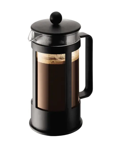 Bodum Kenya Cafetière à Piston - 350ml / 3 Tasses - Cafetière Manuelle en Verre Borosilicate et Inox - Passe au Lave-Vaisselle - Fabriquée au Portugal
