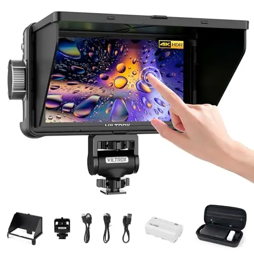 VILTROX DC-550 Moniteur de Champ de Caméra 3D LUT Camera Field Monitor 1200nits 5,5" Moniteur de caméra DSLR avec Sunshade Hood/Batterie HDR 1920x1080 4K HDMI dans et Hors Moniteur de Caméra LCD