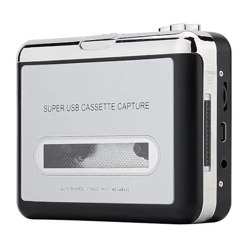 Reshow Lecteur Cassette - Lecteur Cassette Portable pour Capturer la Musique Audio MP3 Via USB - Compatible avec Les Ordinateurs Portables et Les PC (Argent)