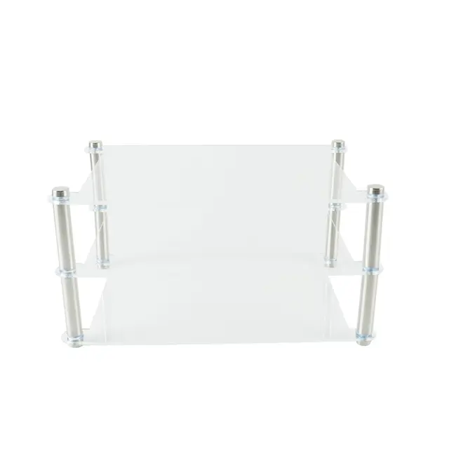Ubric Mini Rack Audio Transparent 2 Couches en Acrylique et Aluminium pour amplificateurs Hi-FI et DAC (Version de Bureau)