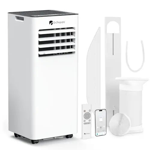 Dr.Prepare Mobiles Klimagerät 7000 BTU mit Fernsteuerung APP-Steuerung Kühlen Ventilieren Entfeuchten Automatische Abtauung, Mobile Klimaanlage mit Abluftschlauch