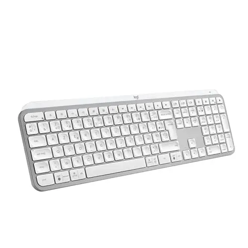Logitech MX Keys S Clavier sans Fil Rechargeable USB C, Clavier Silencieux, Rétroéclairé, Touches Ergonomiques et Programmables, Bluetooth, Windows PC, Linux, Chrome, Mac, AZERTY Français - Pale Grey