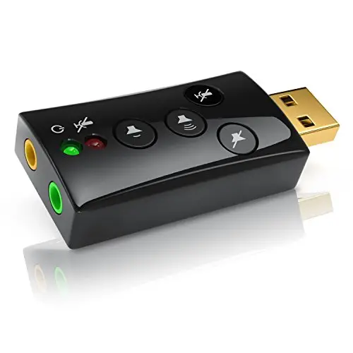 CSL - Carte Son USB 2.0 Externe - 7.1 Dynamic Stereo Sound 3D - Carte Son avec Touches de contrôle du Volume pour Ordinateur Portable Tablet-PC MacBook