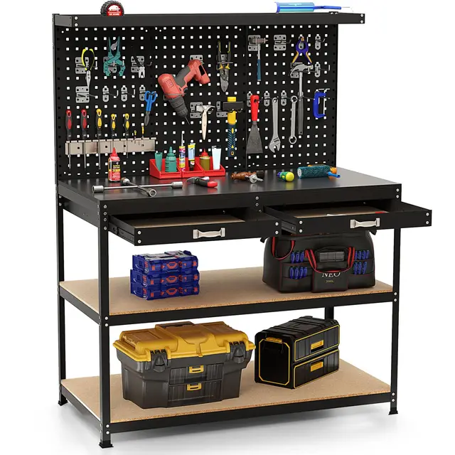 COSTWAY Établi de Garage avec Accessoires