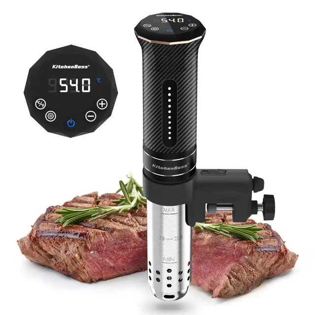 KitchenBoss Thermoplongeur Cuiseur Sous Vide Cuisson Basse Température: G300T Sous Vide Cooker 1100W, Calculateur d'Immersion de Cuisinière, IPX7 Imperméable à l'eau, Contrôle Précis de la Température