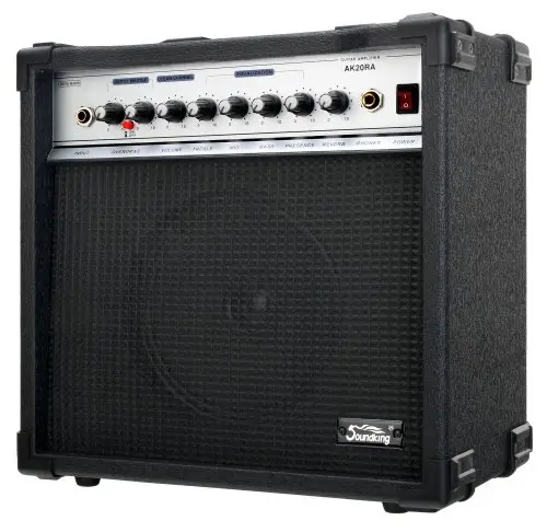 Amplificateur Guitare Soundking AK20-RA 60 Watts - Égaliseur 4 Bandes - Haut-Parleur 8" - Sortie Casque & Entrée Pédale - Combo Amp Idéal pour Débutants avec Coins de Protection Extra Robustes