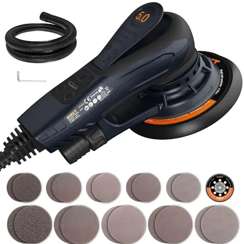 Ponceuse Excentrique Polyvalente MAXXT 230V : Pads de Soutien 125mm & 150mm, Ponceuse Électrique Sans Balai avec Vitesse Réglable, Parfaite pour les Surfaces en Bois