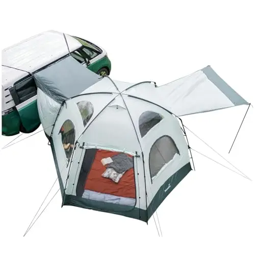 Skandika Auvent pour Bus Pitea Dome | Autoportant, pour 2-4 Personnes, Hauteur 2,2 m, Surface 10,4 m², 3 entrées, moustiquaire, Colonne d'eau 3000 mm | Tente pour Voiture, Bus, Van, fourgonnette