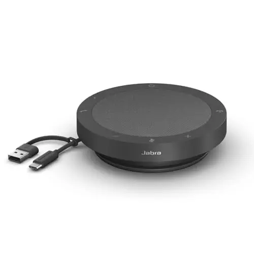Jabra Speak2 40 - Speakerphone sans fil avec 4 micros à réduction de bruit, Haut-parleur 50 mm, Son large bande, Connexion USB A et USB C - Certifié MS Teams - Gris foncé
