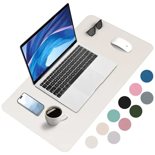 Zanfqvo Tapis de Bureau - Grand Tapis de Souris en Cuir PU - Sous-Main Imperméable pour Bureau, Maison, 80 cm x 40 cm (Beige)