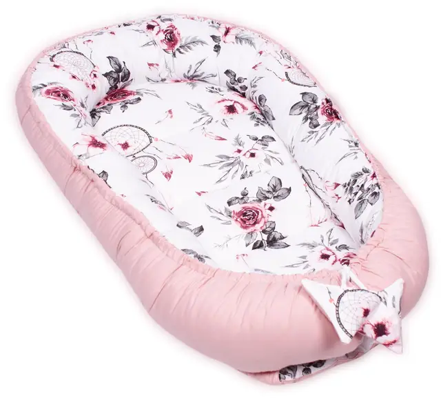 PaLulli Nid douillet 2 faces pour bébé - Lit de voyage, nid d'ange, cocon pour lit de bébé - Pour bébés et nourrissons, 100% coton Oeko TEX (Rêveur Rose)