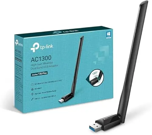 TP-Link Archer T3U Plus Clé USB Wi-FI AC1300 Double Bande, Antennes Haut Gain 5 dBi, USB 3.0, MU-MIMO, Connexion Stable et Rapide, Compatible PC Windows 11/10/8.1/8/7 & macOS