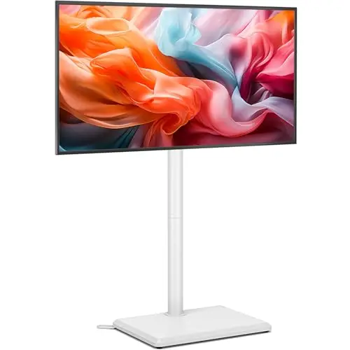 TVON Support TV au Sol pour Téléviseurs de 32 à 60 Pouces, Support TV Haut avec Pieds de Support, Support TVs d'angle Slim, Hauteur Réglable, Pivotant, Max VESA 400x400mm jusqu'à 40kg